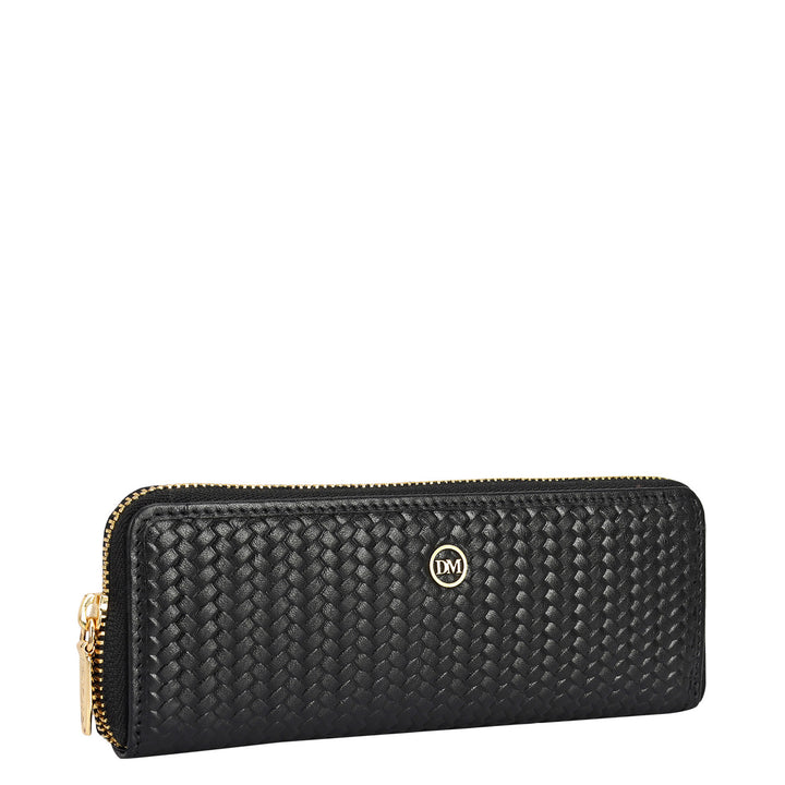 Mat Emboss Leather Pen Case - Black