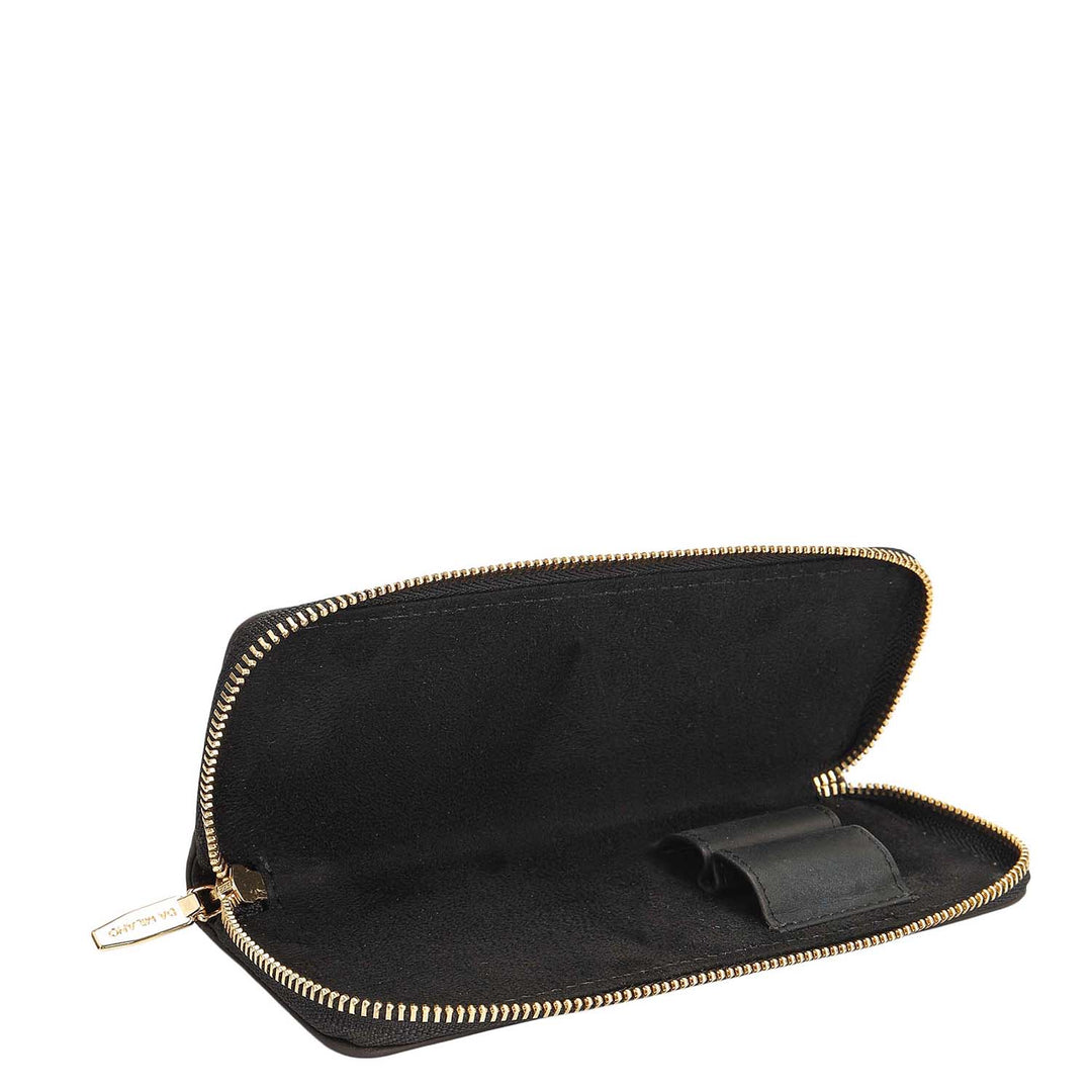 Plain Leather Pen Case - Black