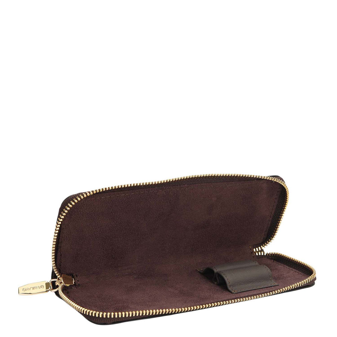 Plain Leather Pen Case - Brown