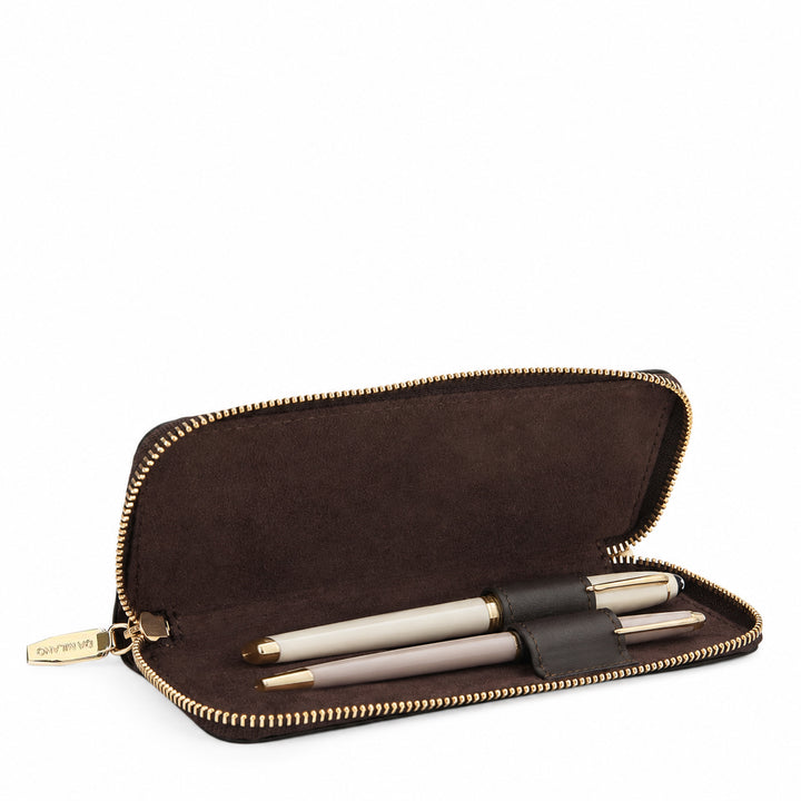 Plain Leather Pen Case - Brown