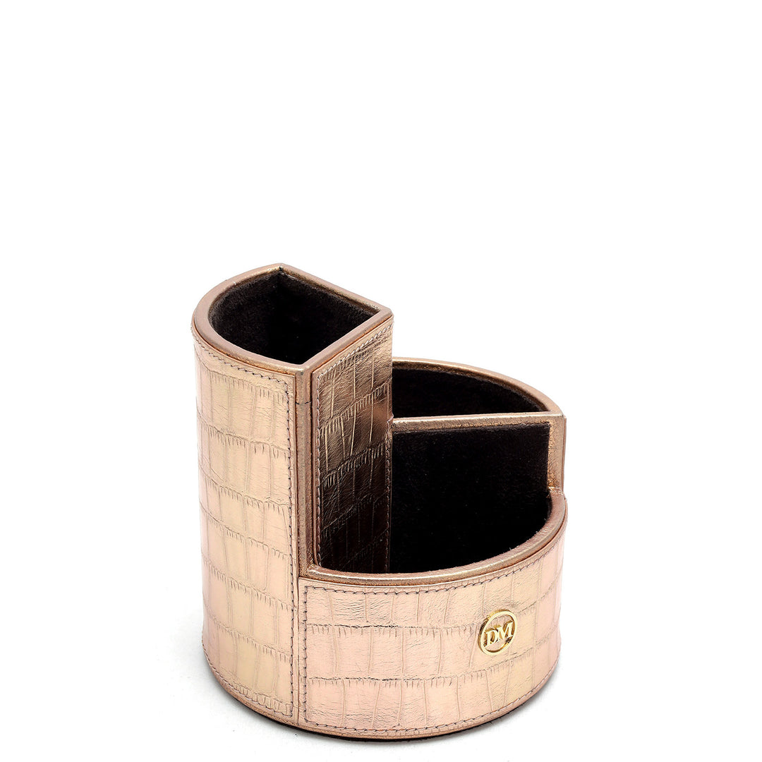 Croco Leather Pen Holder - Rose Gold