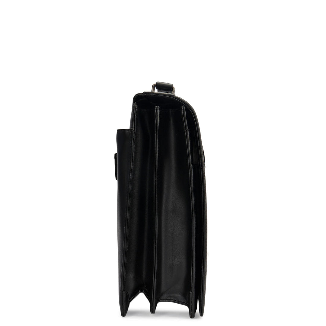 Mat Emboss Plain Leather Portfolio - Black