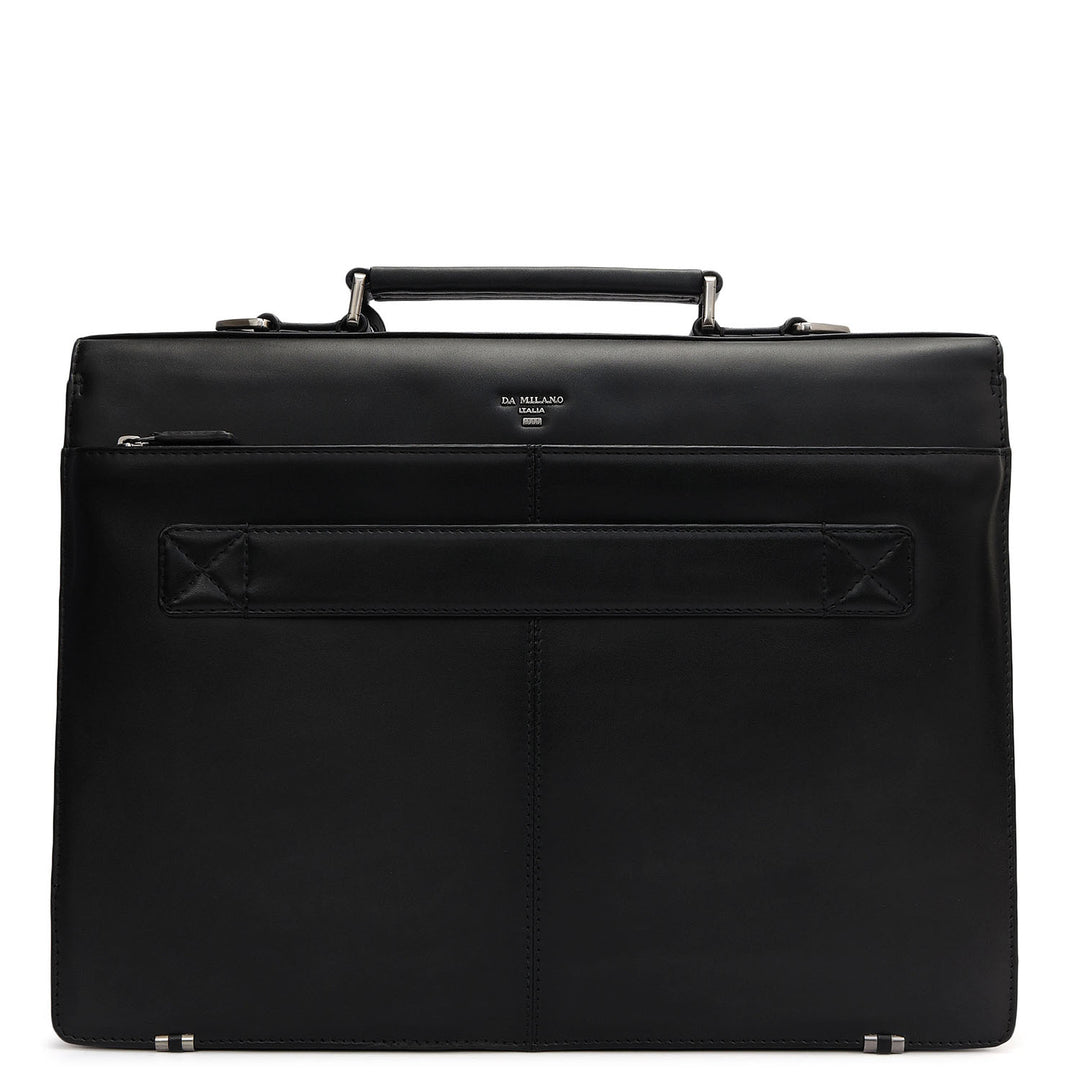 Mat Emboss Plain Leather Portfolio - Black