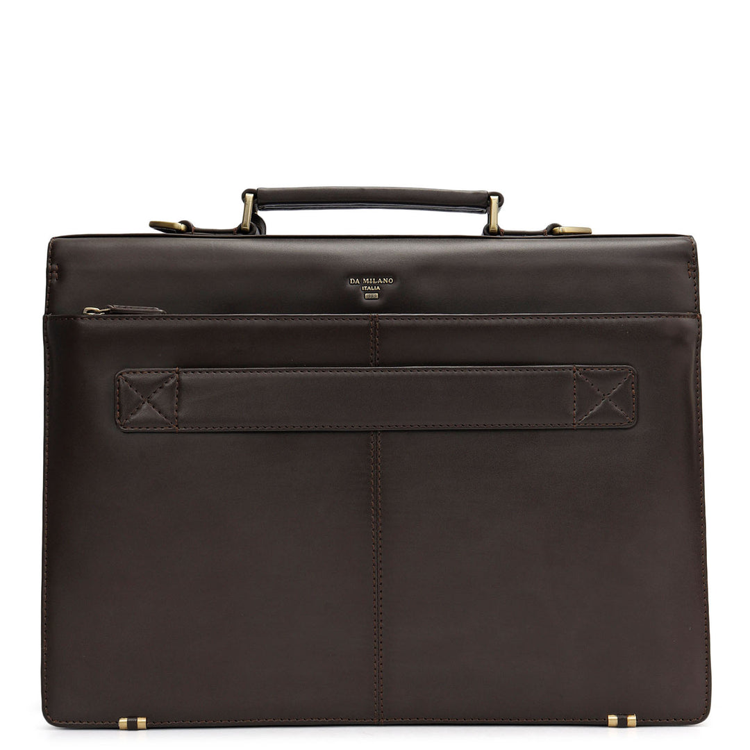 Mat Emboss Plain Leather Portfolio - Brown