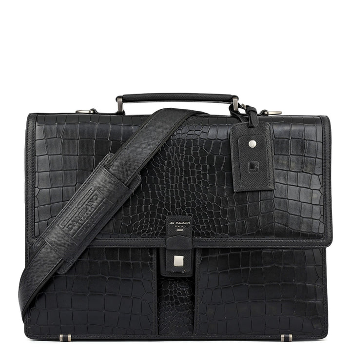 Croco Leather Portfolio - Black