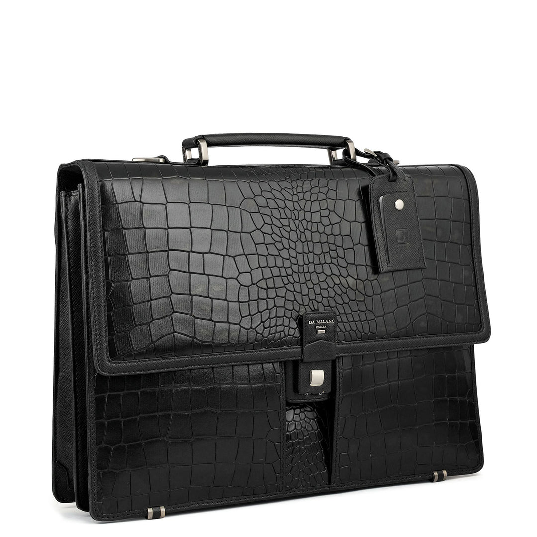Croco Leather Portfolio - Black