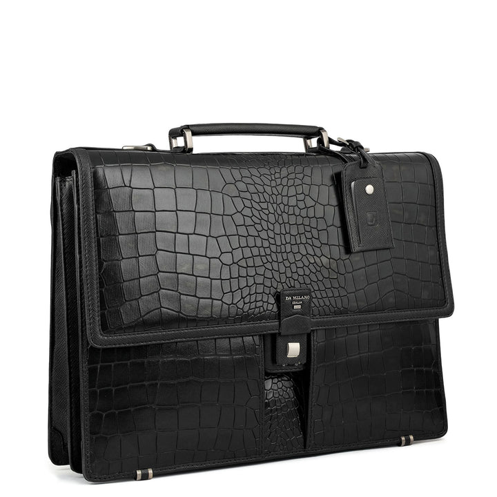 Croco Leather Portfolio - Black