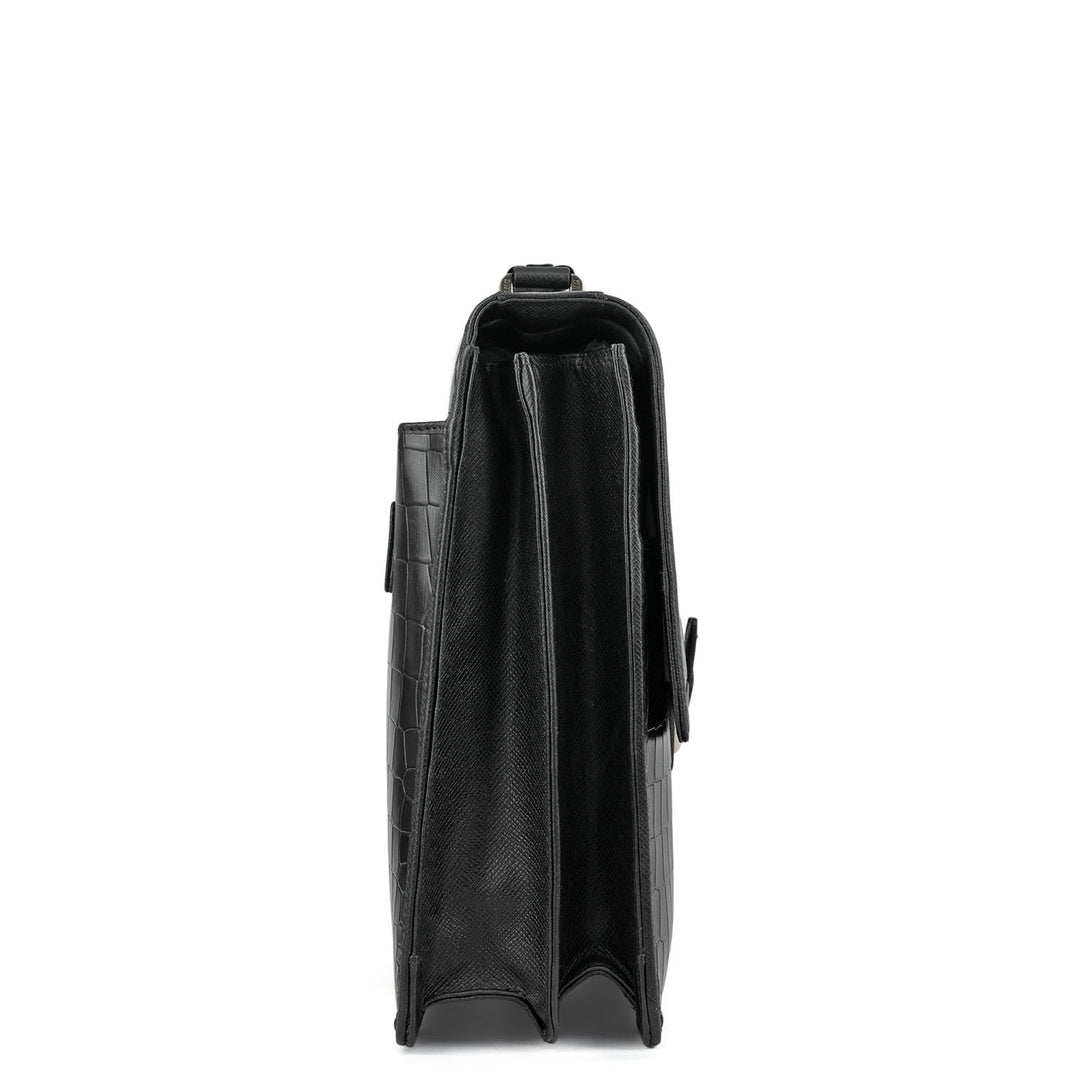 Croco Leather Portfolio - Black