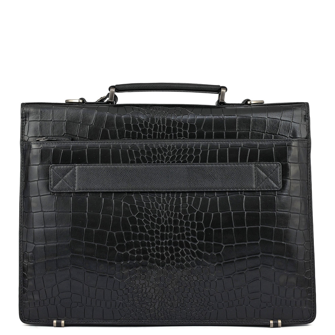 Croco Leather Portfolio - Black