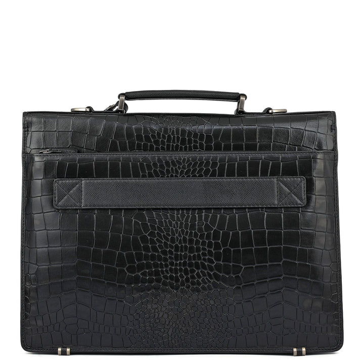 Croco Leather Portfolio - Black