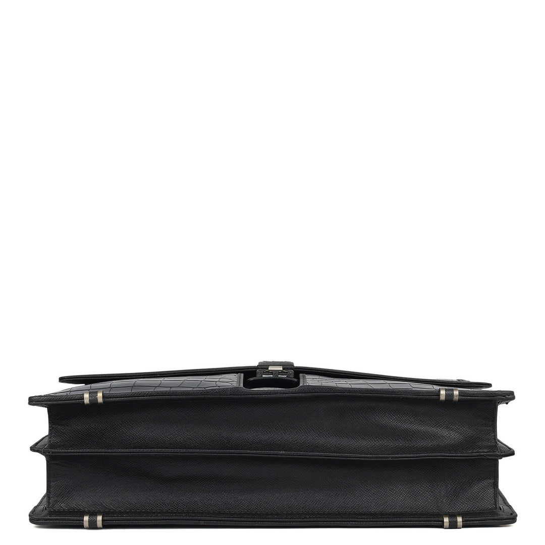Croco Leather Portfolio - Black