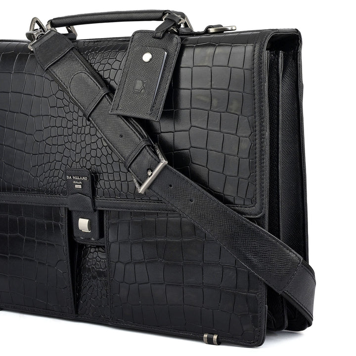 Croco Leather Portfolio - Black
