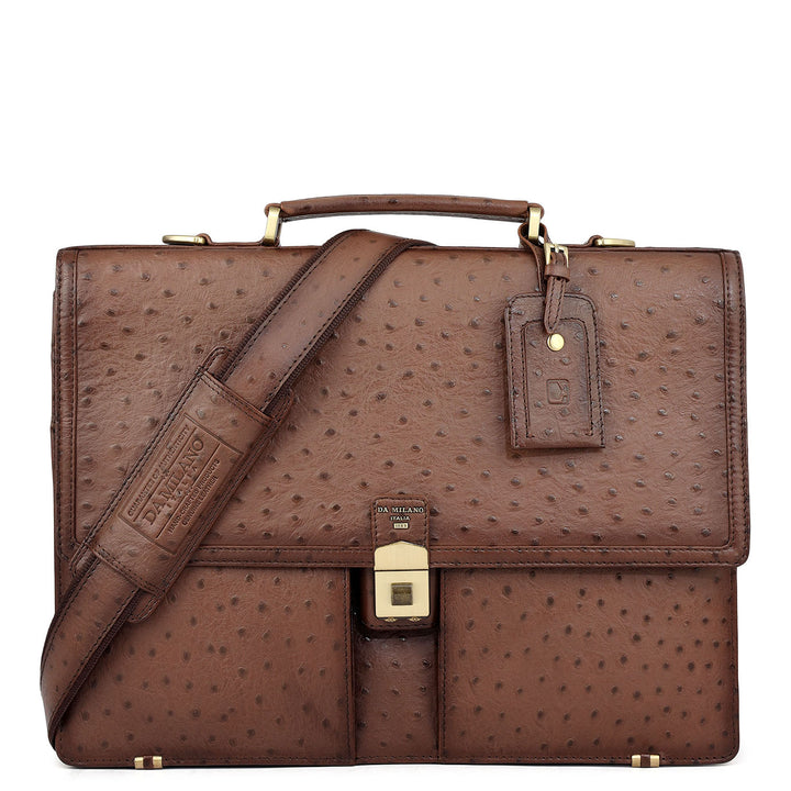 Ostrich Leather Portfolio - Brown