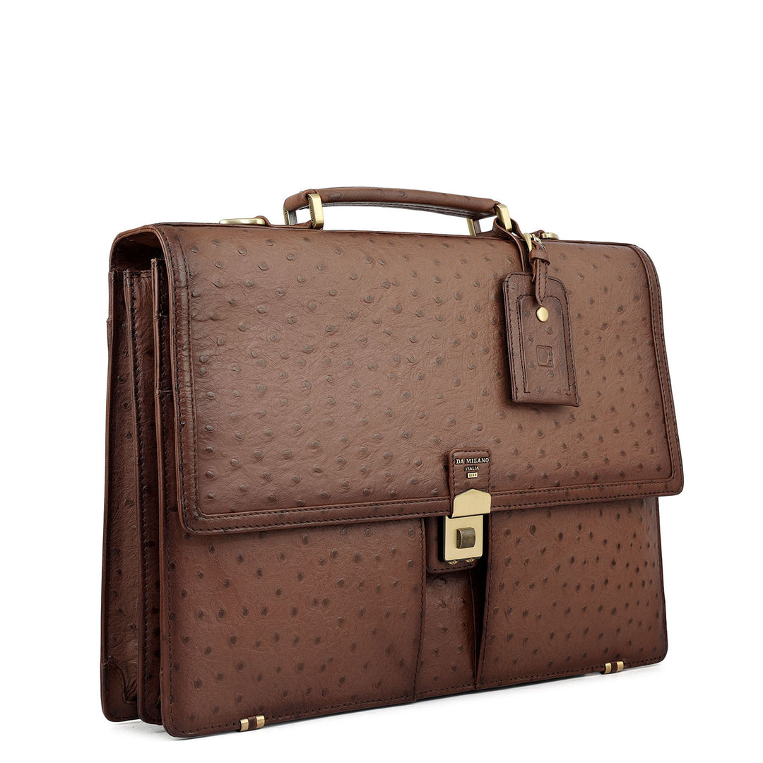 Ostrich Leather Portfolio - Brown