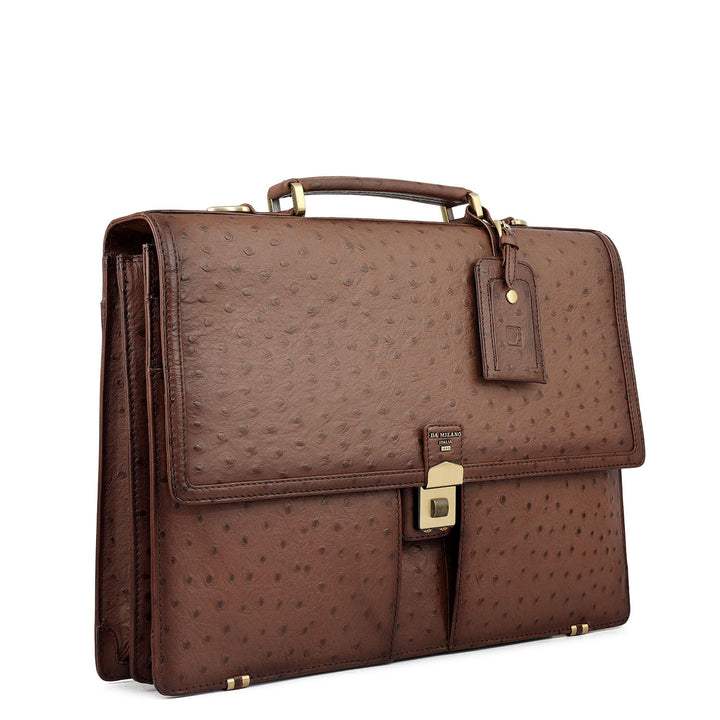 Ostrich Leather Portfolio - Brown