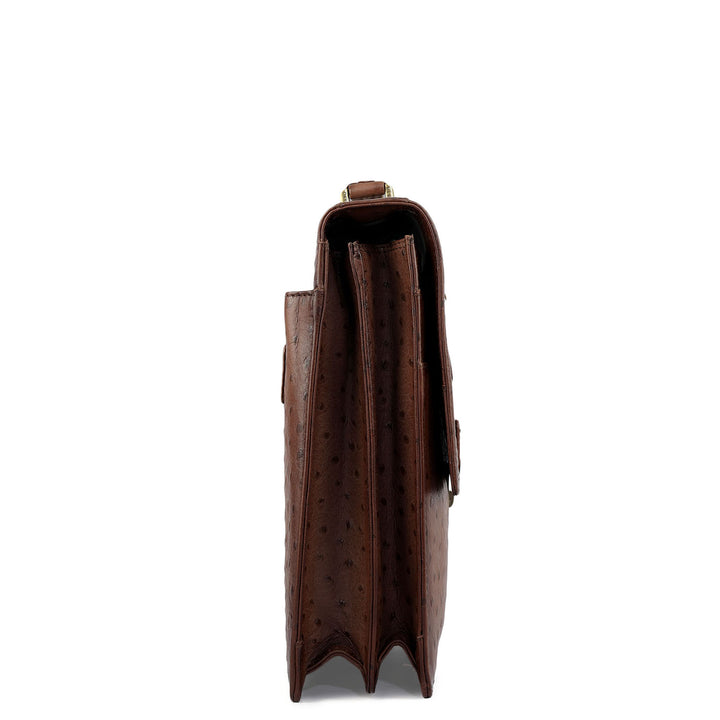 Ostrich Leather Portfolio - Brown
