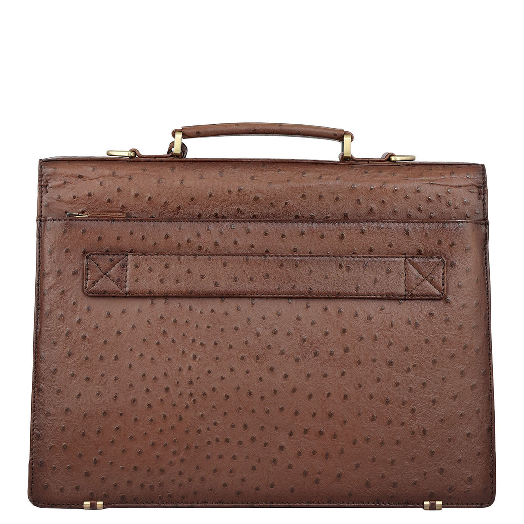 Ostrich Leather Portfolio - Brown