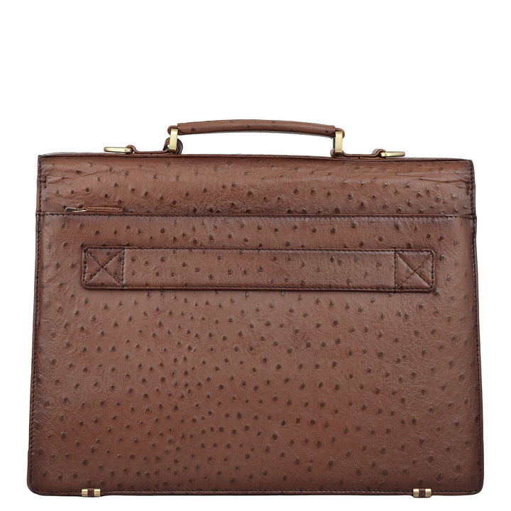 Ostrich Leather Portfolio - Brown