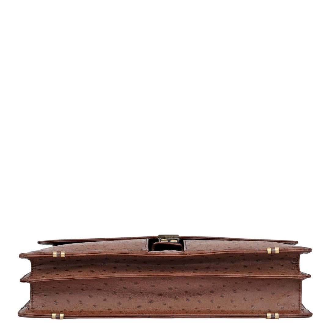 Ostrich Leather Portfolio - Brown