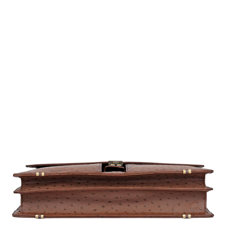 Ostrich Leather Portfolio - Brown