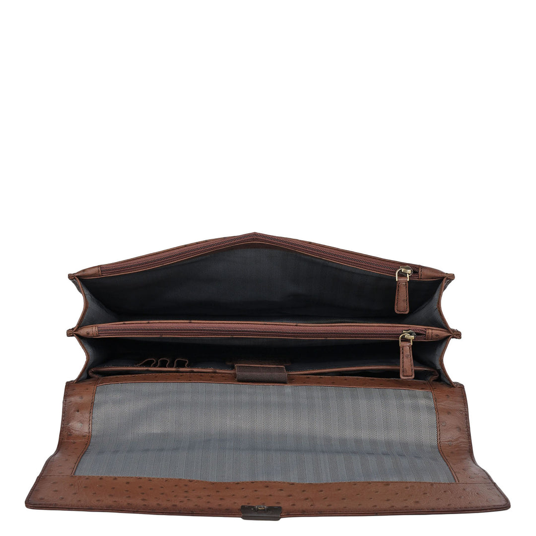 Ostrich Leather Portfolio - Brown