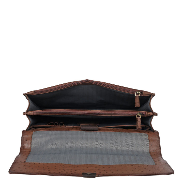 Ostrich Leather Portfolio - Brown