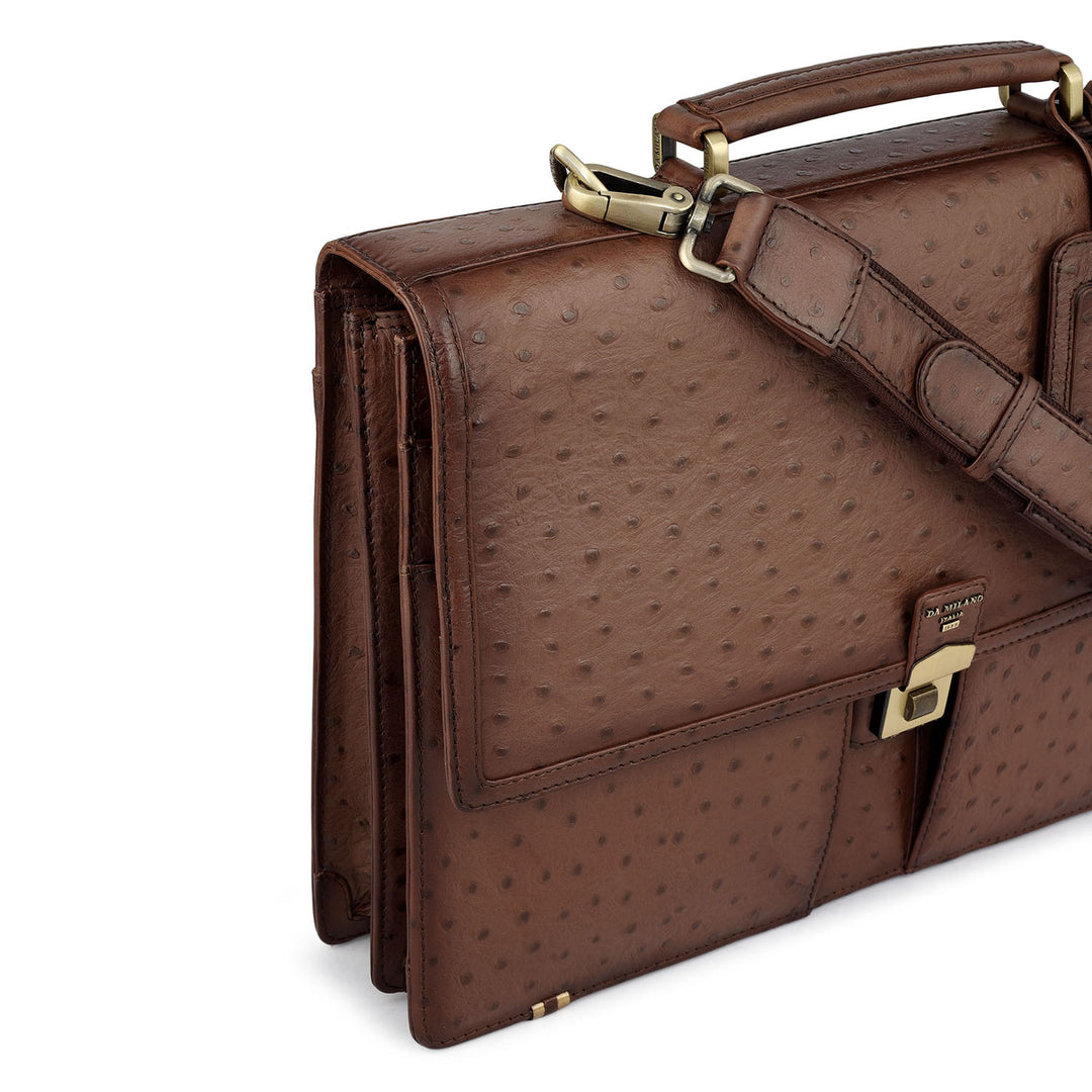 Ostrich Leather Portfolio - Brown