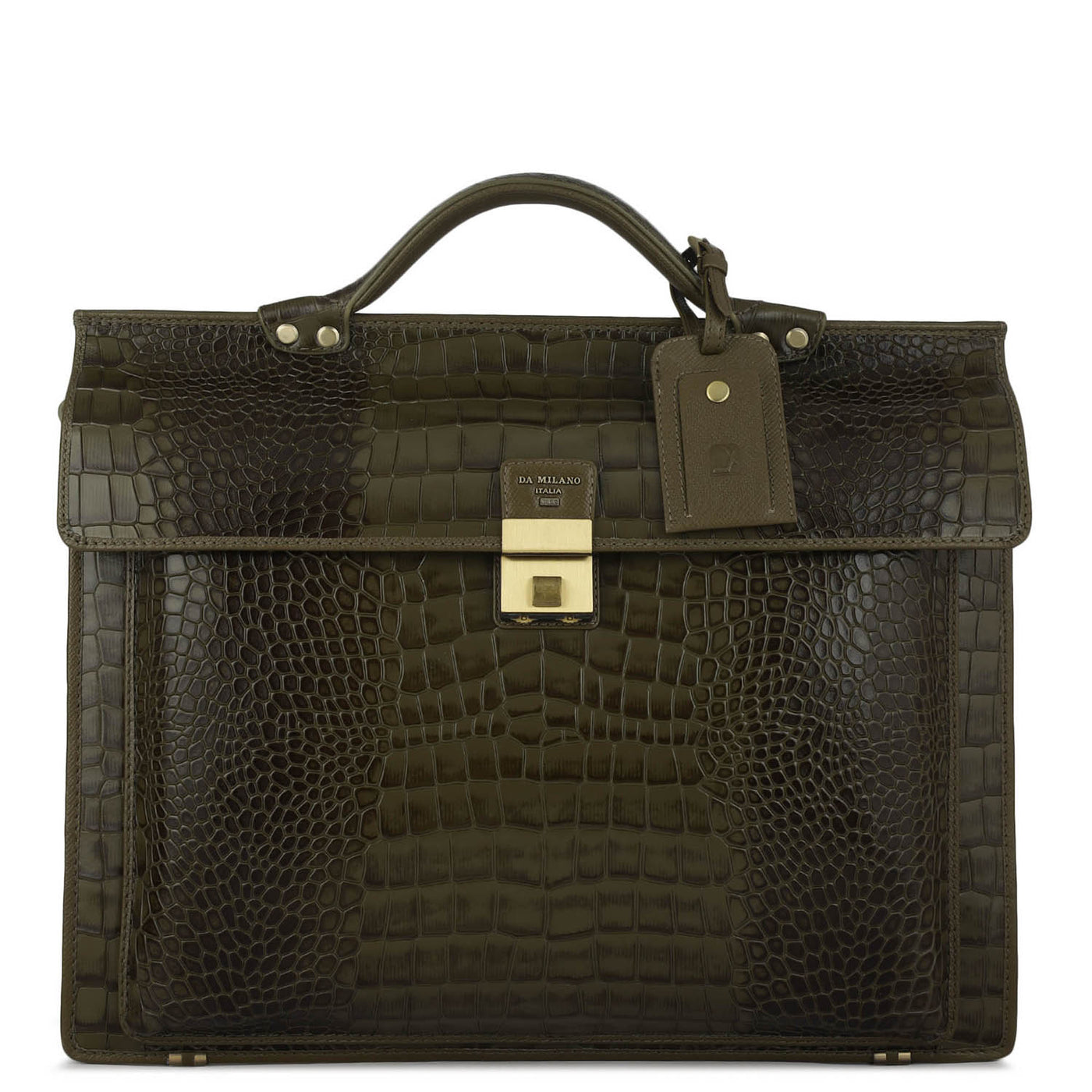 Croco Leather Portfolio - Military Green