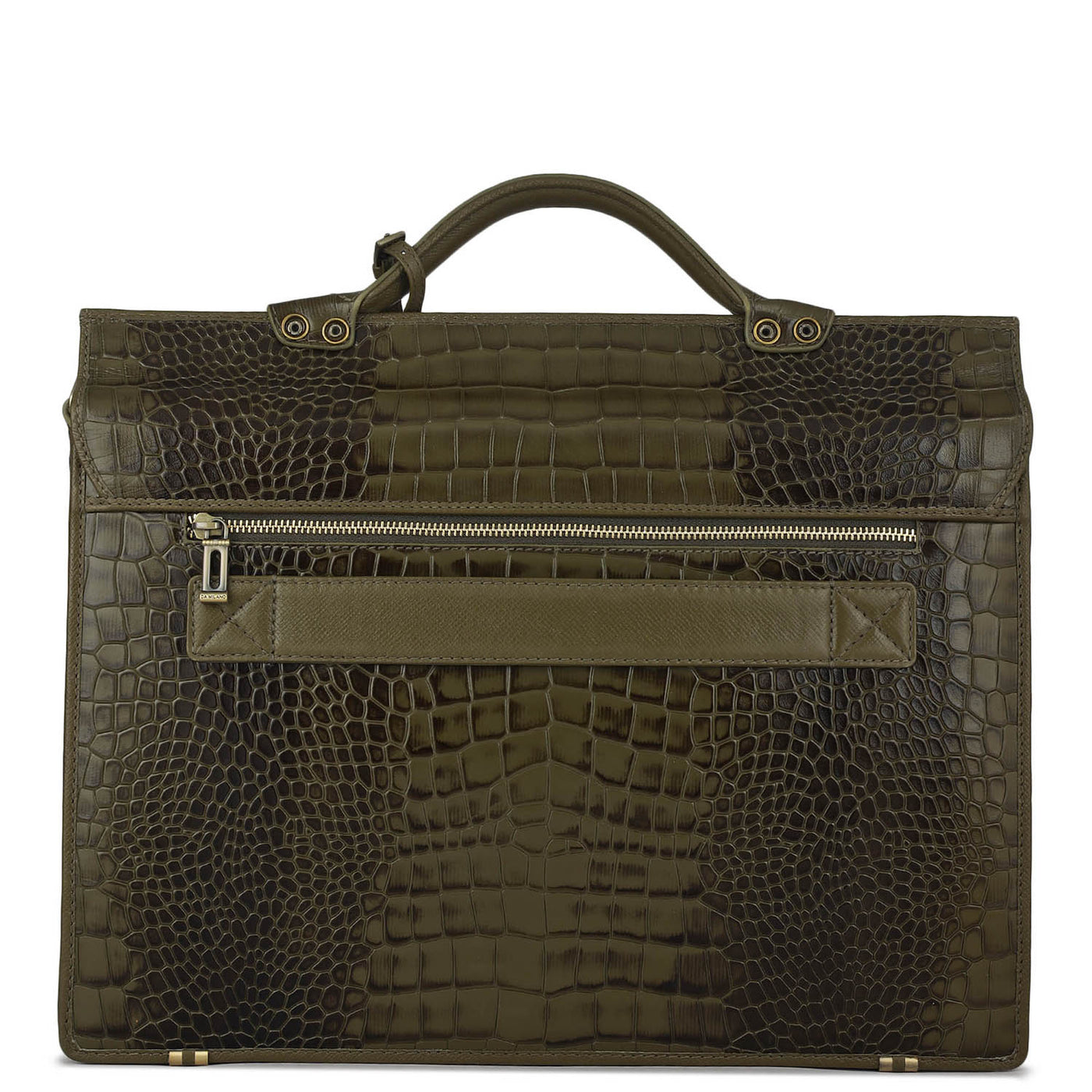 Croco Leather Portfolio - Military Green