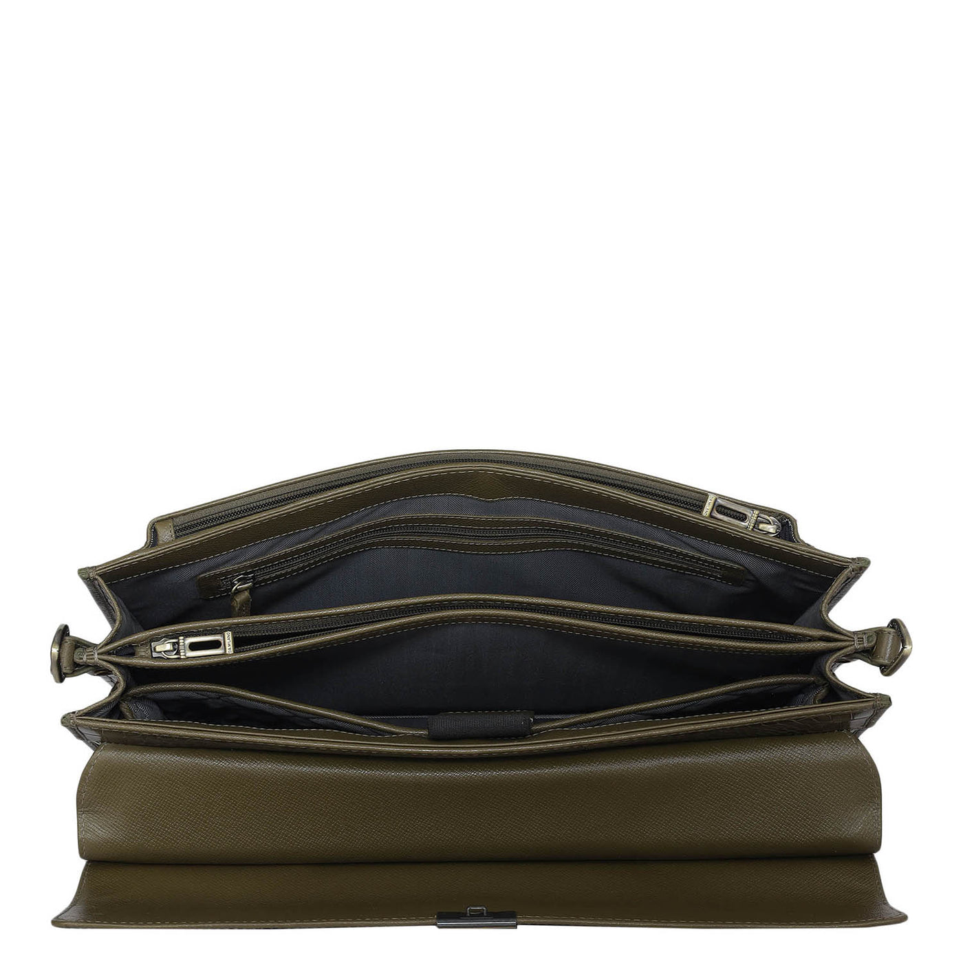 Croco Leather Portfolio - Military Green