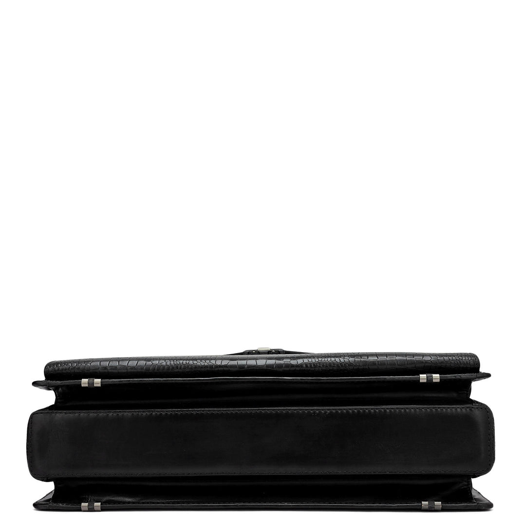 Croco Leather Portfolio - Black