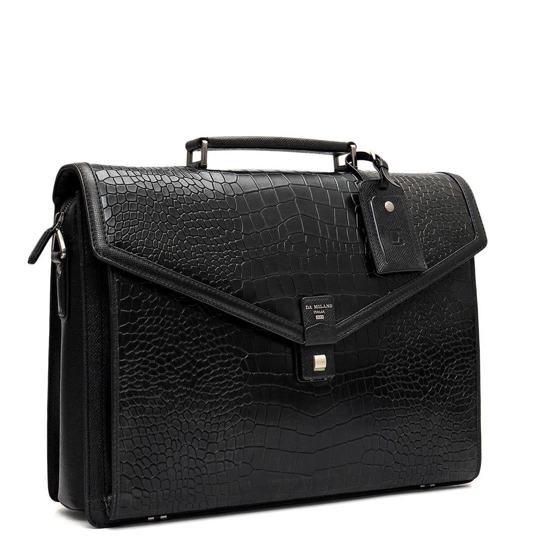 Croco Leather Portfolio - Black