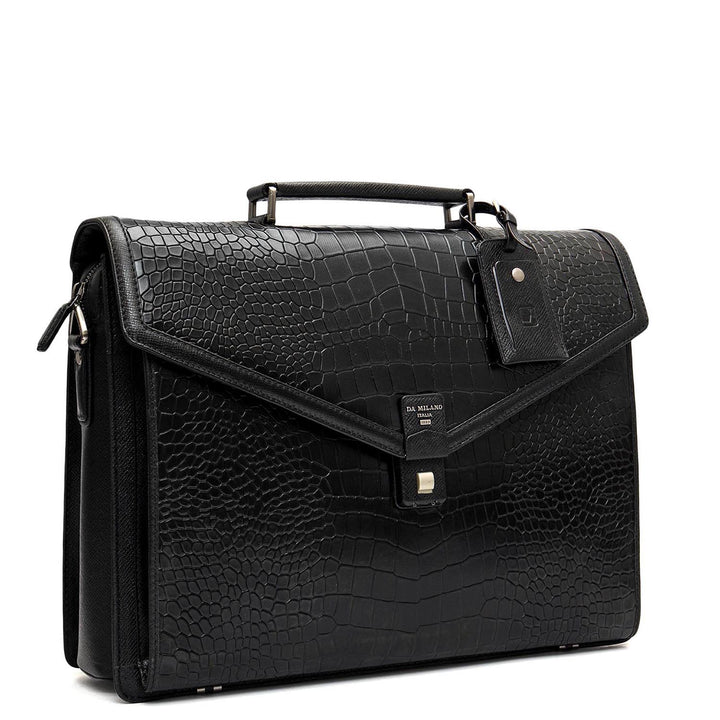 Croco Leather Portfolio - Black