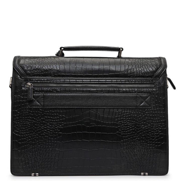 Croco Leather Portfolio - Black