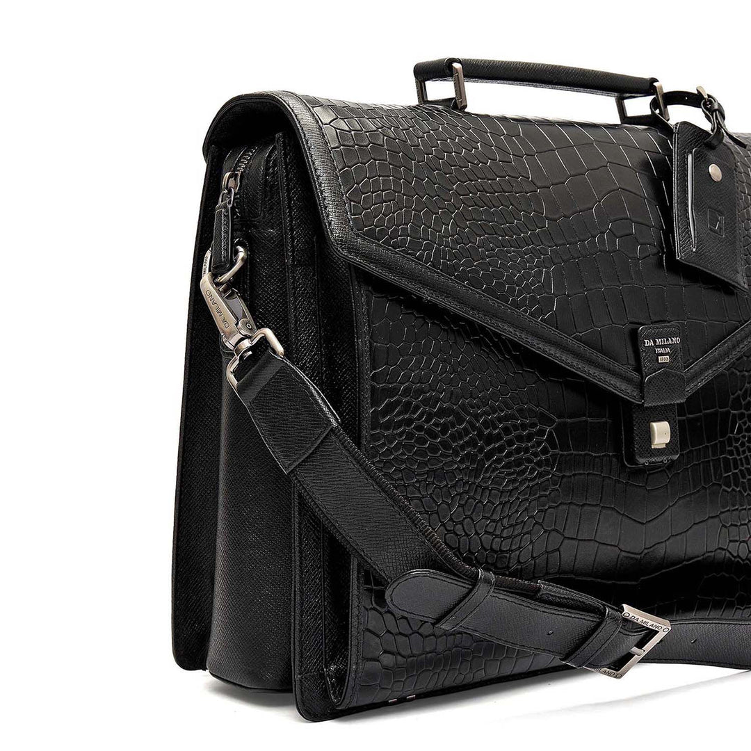 Croco Leather Portfolio - Black
