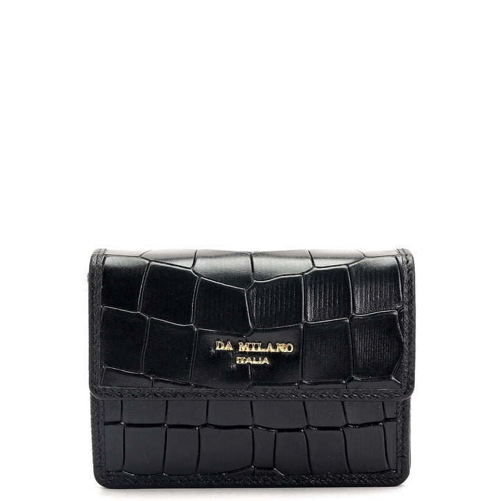 Croco Leather Playing Card Case- Black
