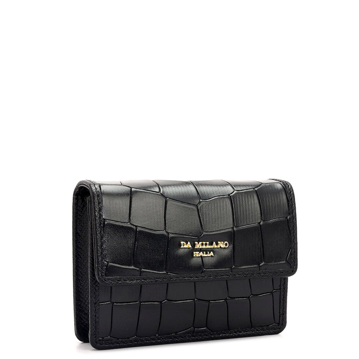 Croco Leather Playing Card Case- Black