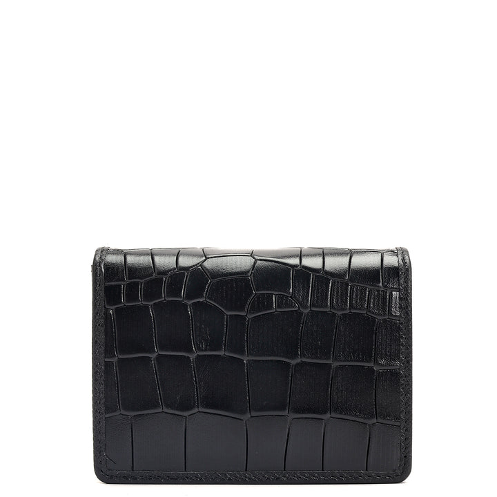 Croco Leather Playing Card Case- Black