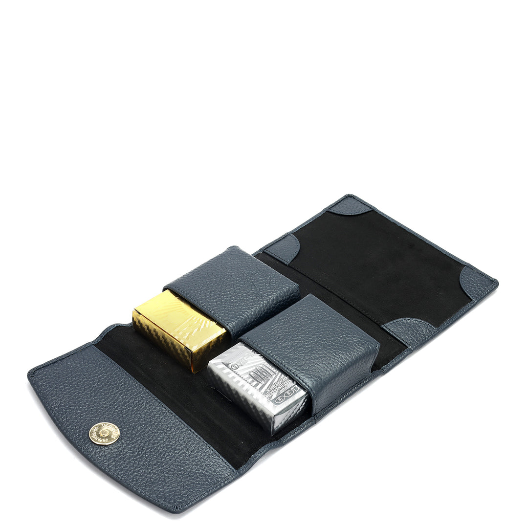Wax Leather Playing Cards - Navy