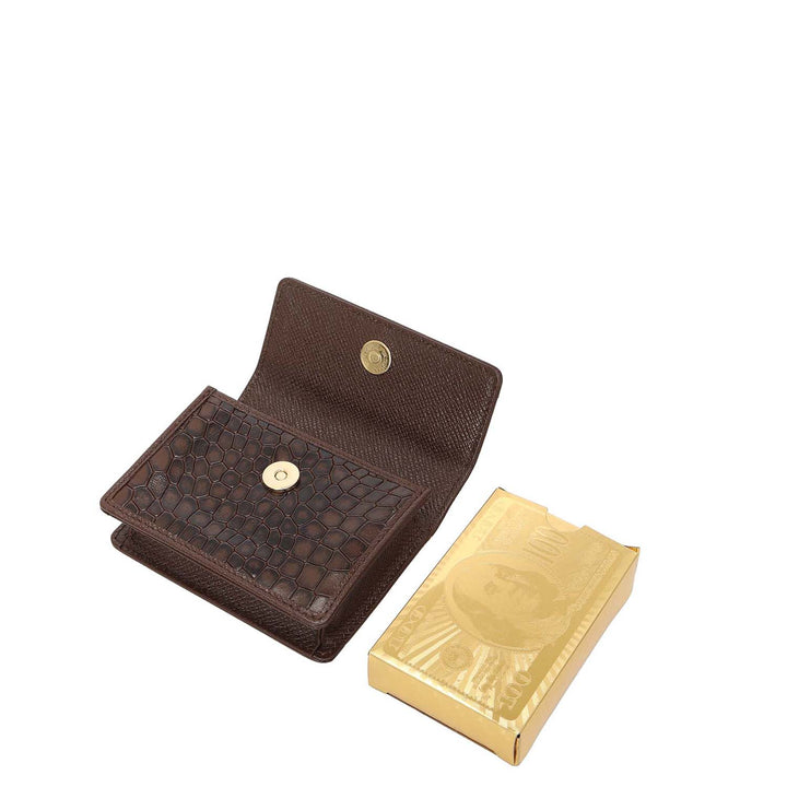 Croco Leather Playing Card - Walnut