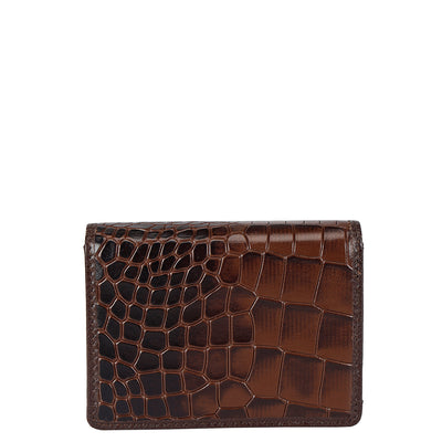 Playing Cards with Brown Croco Leather Card Case