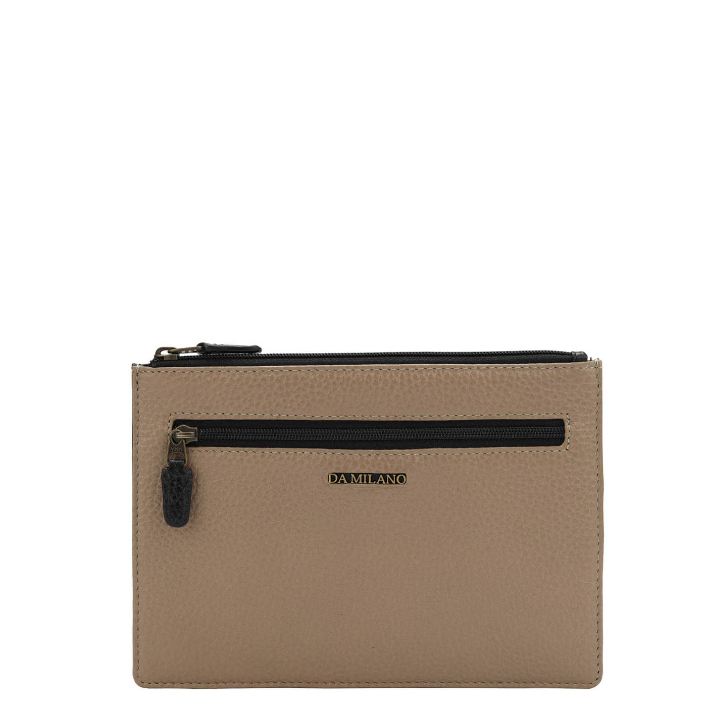 Wax Leather Pouch - Taupe & Black