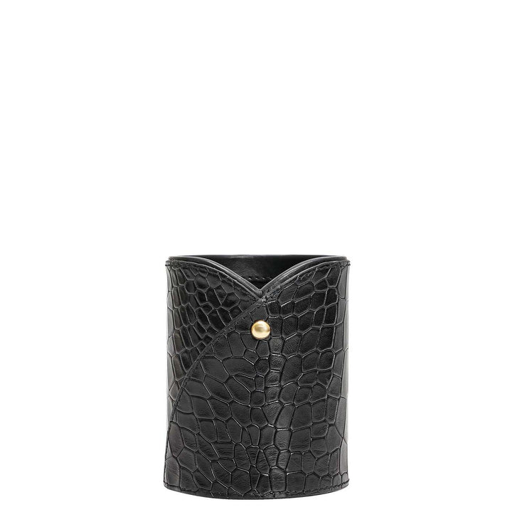 Croco Leather Pen Stand - Black