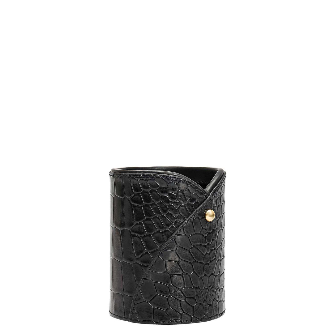 Croco Leather Pen Stand - Black