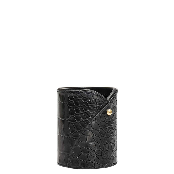Croco Leather Pen Stand - Black