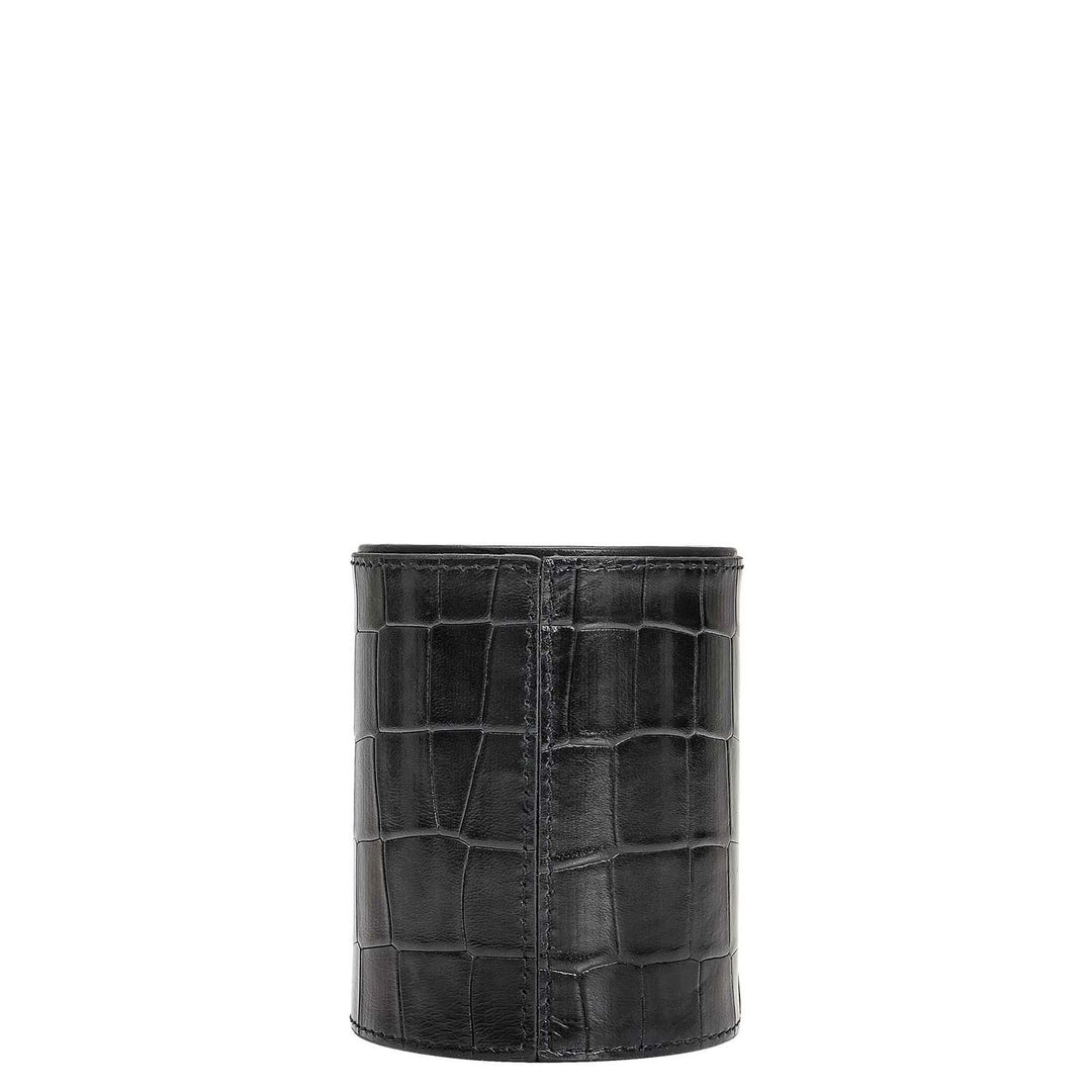 Croco Leather Pen Stand - Black