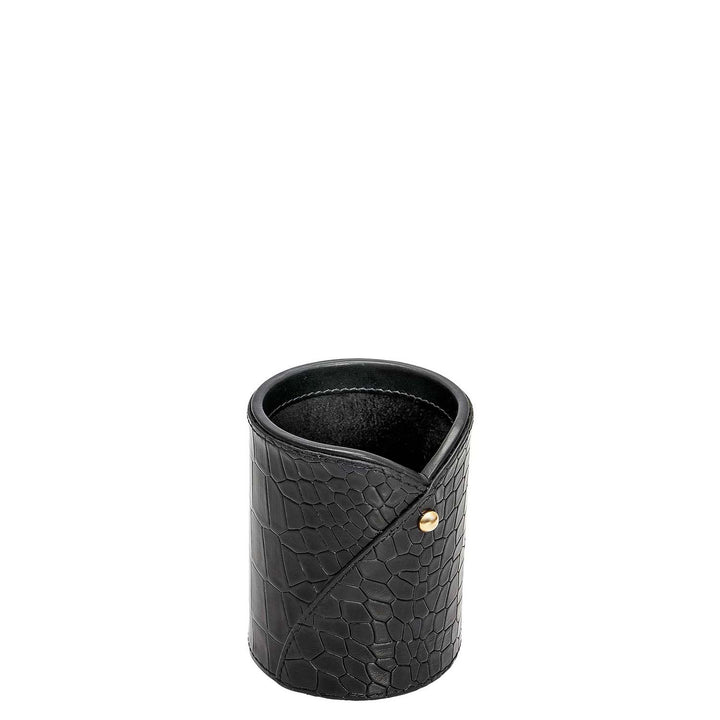 Croco Leather Pen Stand - Black