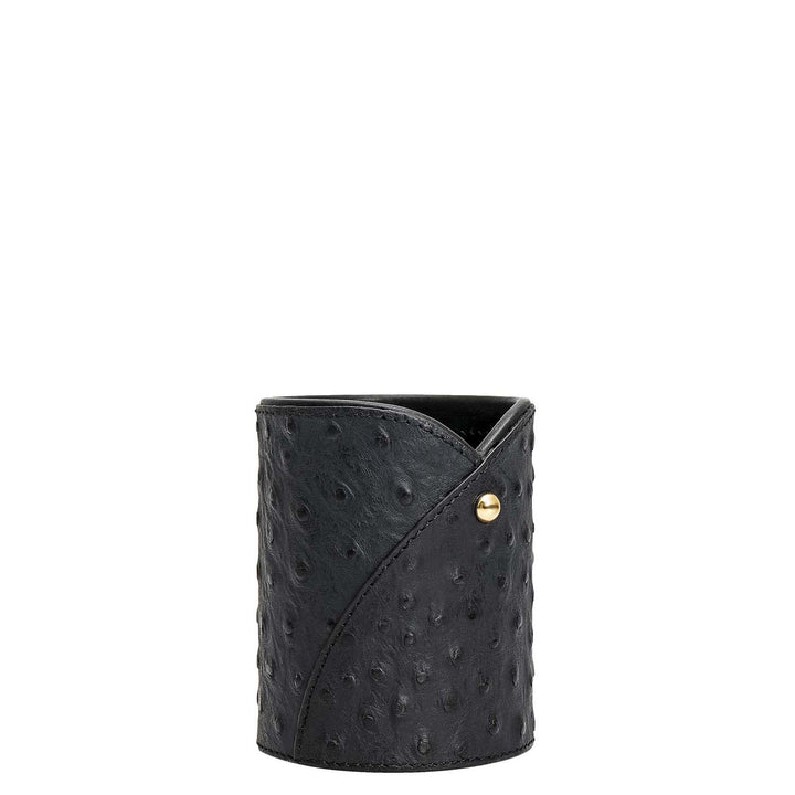 Ostrich Leather Pen Stand - Black
