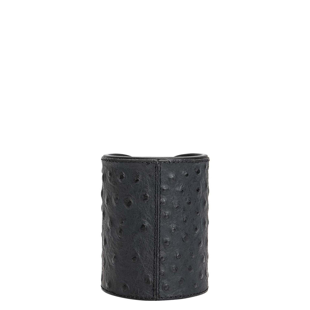 Ostrich Leather Pen Stand - Black