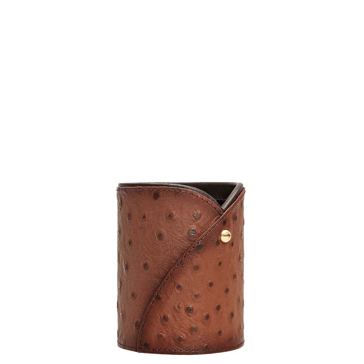 Ostrich Leather Pen Stand - Brown